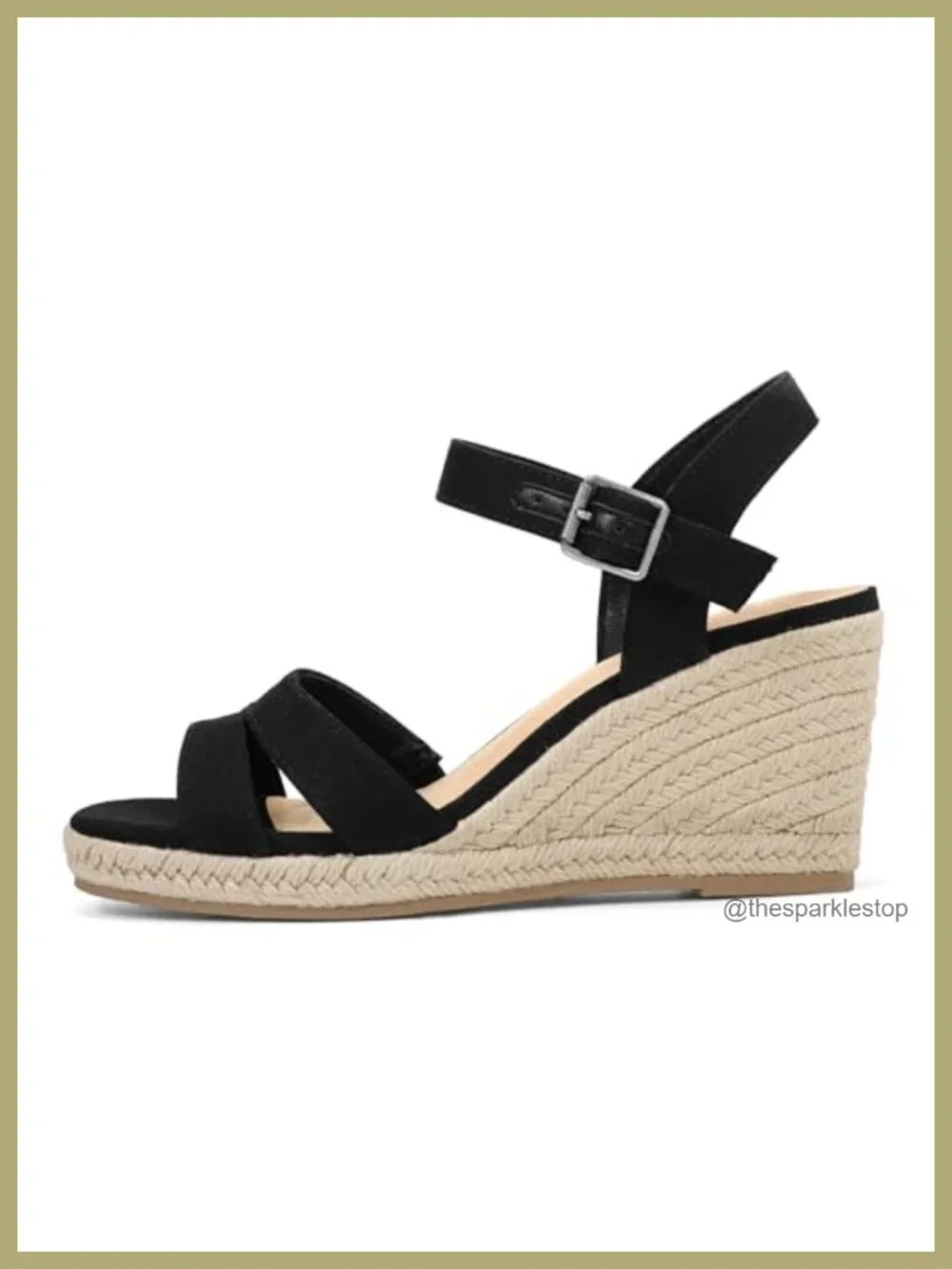 Espadrille Wedge Sandals Square Toe Ankle Strap Summer Dressy